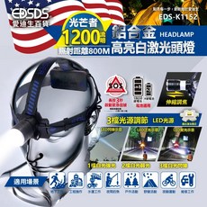 EDSDS 1200流明 鋁合金 高白激光 頭燈 附電池夾 揮手感應 三段亮度 USB快速充電 (EDS-K1152), 1個