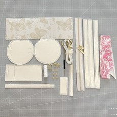 水桶包 DIY手工材料包 自製單肩斜挎包, 米白款一 材料包 自己做 面料特殊 圖案位置不固定, 1個