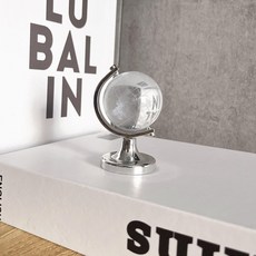 투명 크리스탈 지구본 소형 방꾸미기 인테리어 소품, 실버 크리스탈