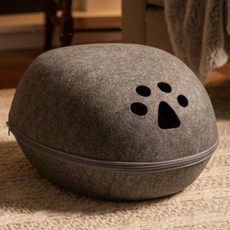 발바닥 모양 고양이 하우스 펠트 반폐쇄 숨숨집 쿠션 바닥 실내 침대, 1개, 상세페이지 참조