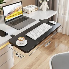 접이식 데스크탑 키보드 트레이 확장 보드 테이블 연장 받침대, 1인용, 블랙보드 50 x 20cm