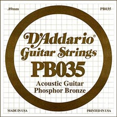 D'Addario PB035 인청동 와운드 어쿠스틱 기타 싱글 스트링 .035, .035 gauge