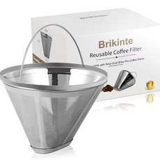 쿠진아트 10-14컵 및 닌자 CFP301 듀얼브루 커피 메이커용 304 스테인리스 스틸 교체용 영구 바스켓 필터 2개