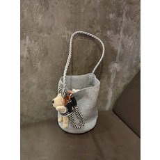 메탈릭 실버 골드 은사 버킷백 여성 크로셰 와이어 숄더백, D_블루, 1개