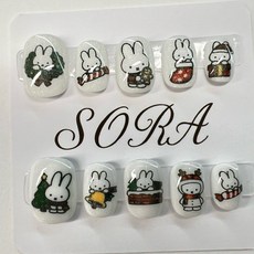 米菲兔聖誕節穿戴甲 XS L 短方圓, 1個, XS,透白