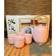 冰花瓷 提梁壺 4人套裝 茶具, 如圖所示, 1個