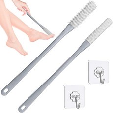 Demarzily 발가락 청소 브러시 샤워용 발 스크러버 39.9cm(15.7인치) 길이의 손잡이 부드러운 실리콘 클리닝 샤워 관리 노인 남성 및 여성용 (그레이) 1