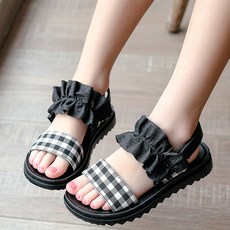 Do Brother 兒童荷葉邊格子涼鞋