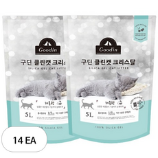 구딘 고양이 클린캣 크리스탈 실리카 배변모래, 5L, 14개, 레몬향