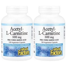 네츄럴팩터스 아세틸 L 카르니틴 500mg 베지캡슐 120정, Natural Factors, 아세틸-l-카르니틴, 5, 2개