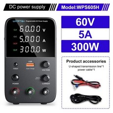실험실 스위칭 DC 전원 공급 장치 30V 10A 조정 가능한 4 자리 LED 디스플레이 인코더 노브 원 버튼 출력, 07 WPS605H 60V 5A