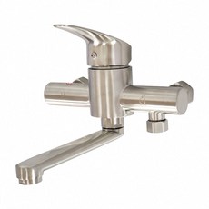 蝴蝶衛浴 47芯無鉛廚房水龍頭 304不鏽鋼 LF無鉛認證 冷熱混合 壁式 出水管可移動, 1個, 全配-出水管管長18cm