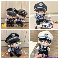 棉花娃娃 20公分 娃衣 帥氣警官制服套裝 娃娃換裝衣服 時尚潮流百搭 娃娃配件, 1個, 娃娃專屬眼鏡＋梳妝五件套,20公分 娃衣