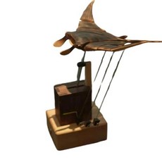 3D DIY 전기 바이오닉 만타 레이 장식품 가정 거실 서재 장식 수제 나무 모터라이즈드 만타 레이 어린이 선물, [01] 옵션1, 1)brown