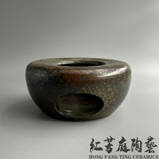 紅芳庭【柴燒 泡茶壺】日本橫手急須壺 茶具 茶壺 側把壺 350ml 柴燒壺 陶茶壺 日式茶壺 泡茶用具, 1個, 爐, 紅
