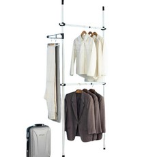 스프링압축 천장 고정 폴행거 원룸 옷걸이 좁은공간 행거 사무실틈새 슬림 2단