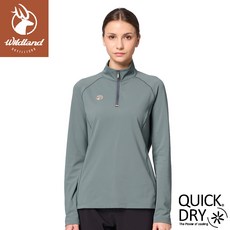 Wildland 荒野 女 彈性半開襟拉鍊暖感機能衣 迷霧綠 0B32605