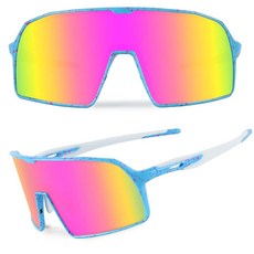 Ukoly 야구/러닝 선글라스 사이클링 안경 남성 여성용 스포츠 선글라스 HD 렌즈 UV400 보호 TR90 프레임 650 (HD 핑크 블루), Hd Pink Blue, 1개, Hd 핑크 블루