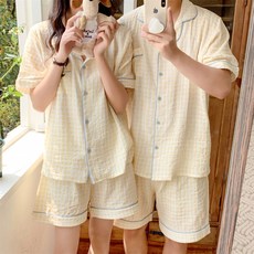 NaBii 체크 커플 잠옷세트 신혼부부 홈웨어 반팔 파자마세트