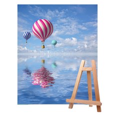 Living Duo DIY簡單名畫油畫繪製組 中型 40*50+中型畫架, A-034海上熱氣球