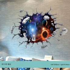 3D 접착식 벽지스티커 침실 인테리어 포인트벽지 별밤 천장, D_3D 우주 행성