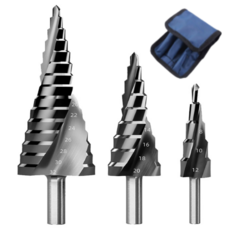 09몬 나선형 스텝드릴 4-32mm 4-20mm 4-12mm 티타늄 3종, 1세트