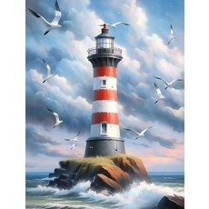 Naykow Aurora Borealis 성인용 다이아몬드 페인팅 키트 풀 드릴 5D 다이아몬드 아트 키트 DIY 다이아몬드 페인팅 번호 30.5 x 40.6cm(12 x 16, 등대