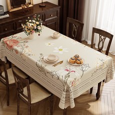ZOZOFO 가죽식탁보 방수 식탁보 테이블보 매트 레트로 유럽 거실테이블보 4인~6인 식탁커버, 1개, 140x200cm, 플라워