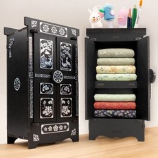 인쇄 우드 DIY 미니어처 검정 무지 장롱 옷장/자개스티커 별도구매