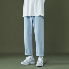 데일리 데이트 캐주얼 남성 데님 팬츠 오버핏 봄 무늬 프렌치 와이드 힙