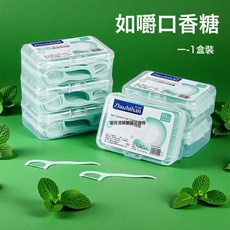 Zhuzhizhan 薄荷味雙線牙線棒, 1個, 1個裝