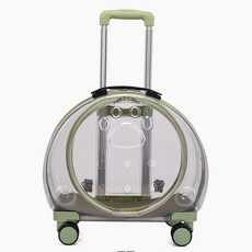 | OKRA 반려동물 전용 사이드 오픈식 이동장 에어박스 버블 캐리어 겸 백팩 멀티 다용도 가능, 녹색, 1개