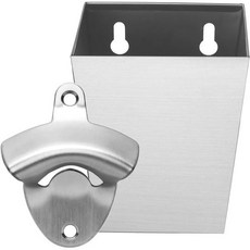 캡 캐처 좁은 번들이 장착된 실버 스테인리스 스틸 맥주병 오프너 벽, 3.5"x2.5"x1EA