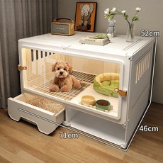 寵物別墅 狗籠 141cm 46cm 52cm 白色 抽屜式廁所分離設計, 【71*46*52】升級抽屜廁所/白色,簡約款：狗別墅+抽屜廁所+破損換新, 1個