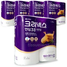 크리넥스 안심3겹 키친타올 150&30 (180매) 2롤 x5팩, 180매, 5박스
