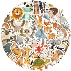 50pcs 귀여운 책 그림 동물 스티커 미적 데칼 물병 헬멧 수하물 스케이트 보드 귀여운 낙서 스티커, 01 50pcs