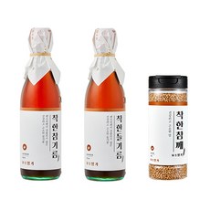 꼬소명가 착한참기름 전통 압착방식 통참깨 참기름 350ml + 통들깨 들기름 350ml + 볶음참깨 100g, 1개