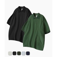 DIMITRI BLACK ASI 커브드 핀턱 카라 반팔 PK 셔츠_5 COLOR