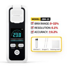 JBM 20 10 디지털 굴절계 충전식 당 함량 계량기 측정 주스 와인 맥주 32 55, 1개