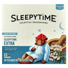 Celestial Seasonings Wellness Tea Sleepytime Extra® 카페인 무함유 티백 40개 71g(2.5oz) Seasonings (셀레, 71g, 1