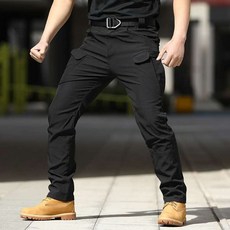 히트세븐 스판 전술바지 택티컬 일자 카고 작업복 카고 팬츠 빅사이즈 IX771, 블랙