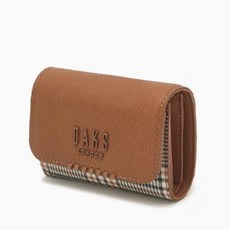 닥스 브라운 체크패턴 가죽콤비 3단 반지갑