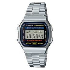 CASIO 卡西歐 金屬復古懷舊時尚電子學生手錶 + 時尚手鍊套組