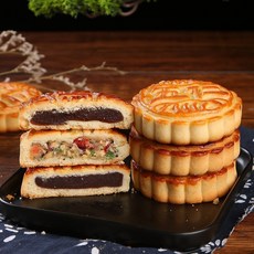 중국 전통 과자 간식 오인월병 팥소월병 빵 팥앙금 견과류