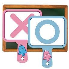 양면 손잡이 OX퀴즈판 오락소품 학습놀이 퀴즈쇼, 1개