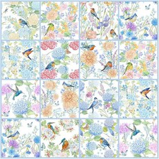 IRI-GIRI 24피스 팩 (10.2 x 10.2cm(4 x 4인치)) 아트 다양한 필 앤 스틱 벽 스티커 백스플래시 비닐 방수 탈착식 타일 스티커 데칼 욕실 및 주방용, Song Birds