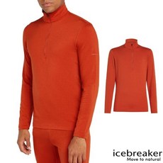 Icebreaker 男款 Core Heavyweight 半開襟羊毛長袖上衣 磚橘色 IB0A575K