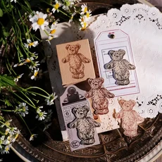 빈티지 우드 스탬프 소녀 곰 귀여운 동화 세계 다목적 DIY 가벼운 유럽 및 스타일, M85- 30 x40MM