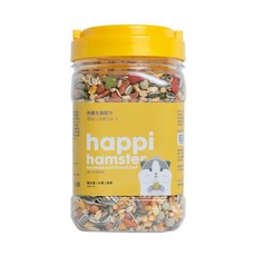 台灣製優質倉鼠飼料 happi hamster 倉鼠飼料, 1個, 亮麗毛髮配方-黃色, 600g