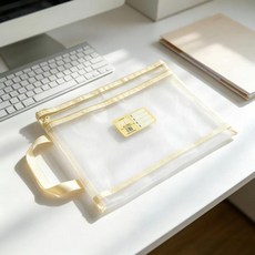 A4網紗科目袋 雙拉鍊手提文件袋 學生作業收納袋 透明資料網紗分類袋, 1個, 馬卡龍色雙層加厚 綜合 50個裝, A4